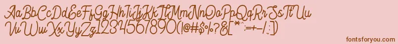 フォントHesland Demo – ピンクの背景に茶色のフォント