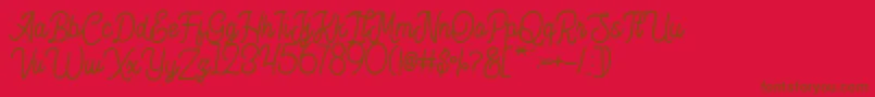 Hesland Demo-Schriftart – Braune Schriften auf rotem Hintergrund