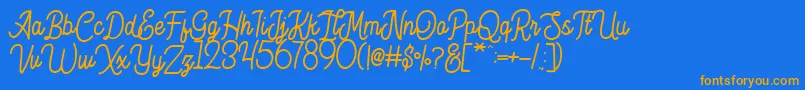 Hesland Demo Font – Orange Fonts on Blue Background