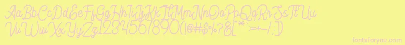 Hesland Demo Font – Pink Fonts on Yellow Background