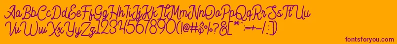 Hesland Demo-Schriftart – Violette Schriften auf orangefarbenem Hintergrund