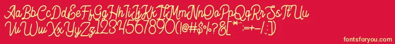 Hesland Demo Font – Yellow Fonts on Red Background