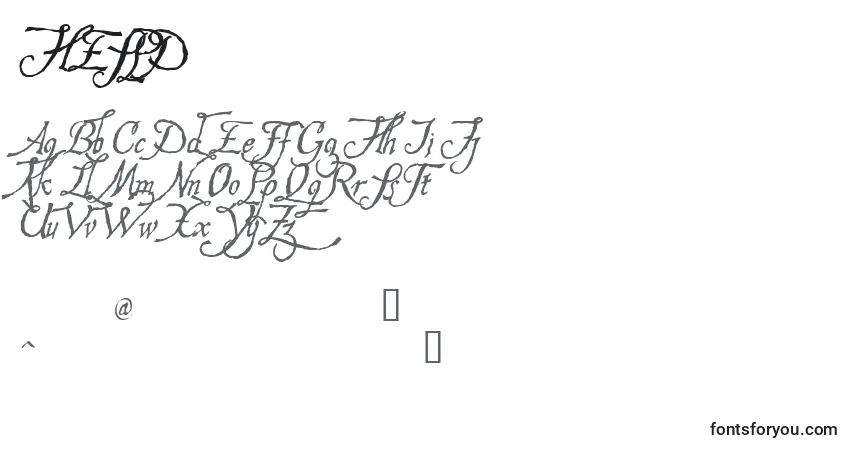 Schriftart HESPD    (129485) – Alphabet, Zahlen, spezielle Symbole