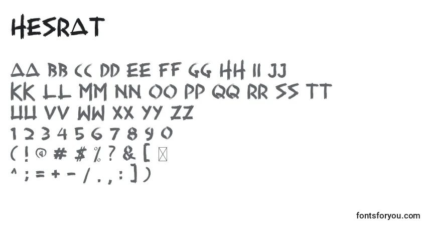 Schriftart Hesrat – Alphabet, Zahlen, spezielle Symbole