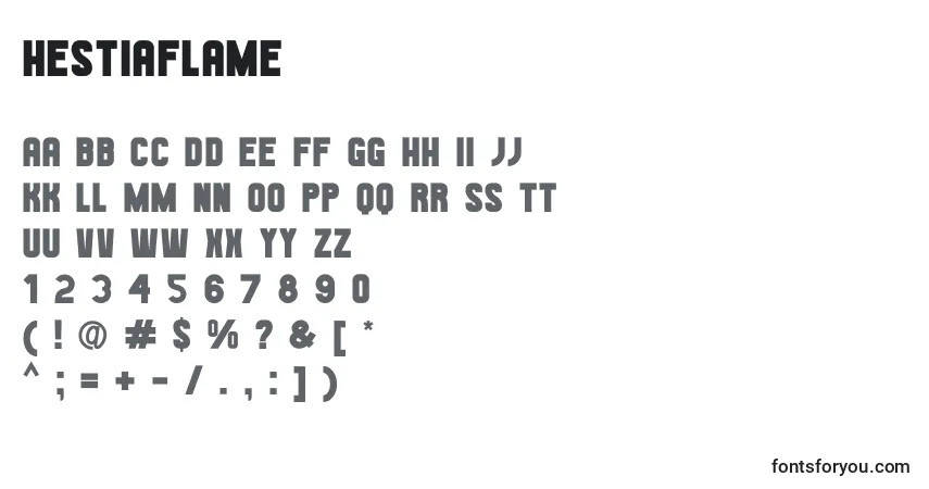 Шрифт HestiaFlame – алфавит, цифры, специальные символы