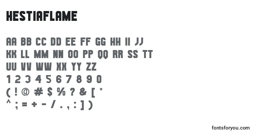 Schriftart HestiaFlame (129489) – Alphabet, Zahlen, spezielle Symbole