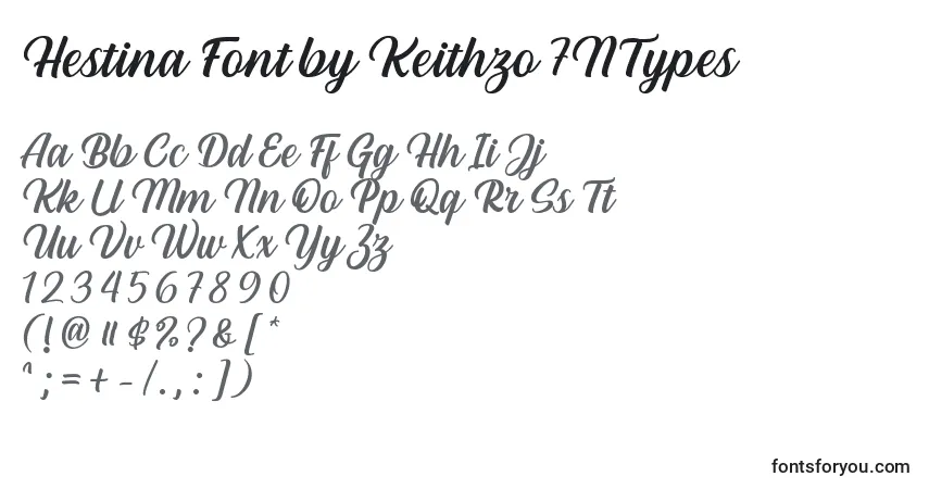 Schriftart Hestina Font by Keithzo 7NTypes – Alphabet, Zahlen, spezielle Symbole
