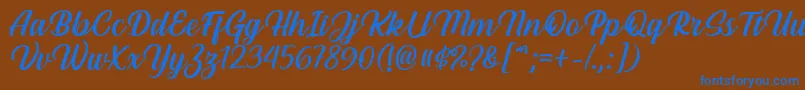 Hestina Font by Keithzo 7NTypes-fontti – siniset fontit ruskealla taustalla