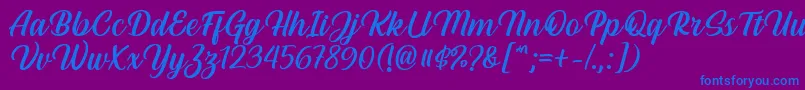 フォントHestina Font by Keithzo 7NTypes – 紫色の背景に青い文字