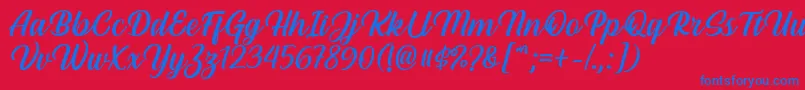 Hestina Font by Keithzo 7NTypes-Schriftart – Blaue Schriften auf rotem Hintergrund