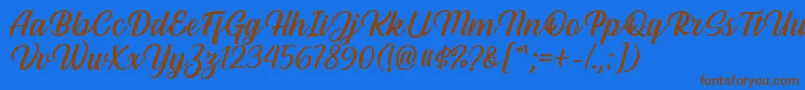 Czcionka Hestina Font by Keithzo 7NTypes – brązowe czcionki na niebieskim tle