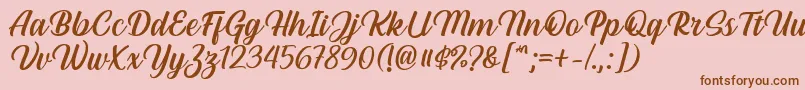 Hestina Font by Keithzo 7NTypes-Schriftart – Braune Schriften auf rosa Hintergrund