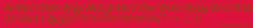 Czcionka Hestina Font by Keithzo 7NTypes – brązowe czcionki na czerwonym tle