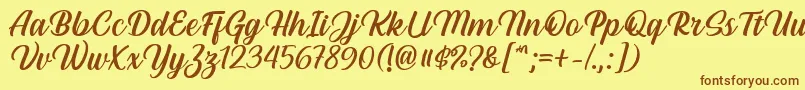 Hestina Font by Keithzo 7NTypes-fontti – ruskeat fontit keltaisella taustalla