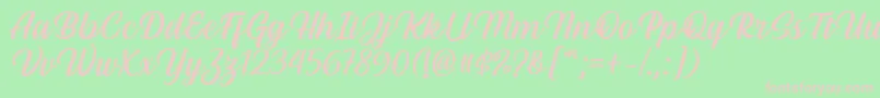 Hestina Font by Keithzo 7NTypes-Schriftart – Rosa Schriften auf grünem Hintergrund