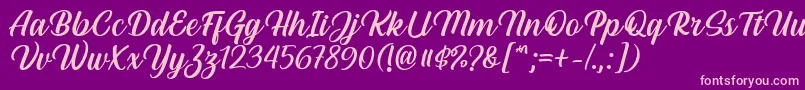 Hestina Font by Keithzo 7NTypes Font – Pink Fonts on Purple Background