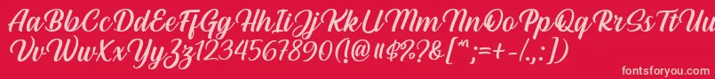 Hestina Font by Keithzo 7NTypes-fontti – vaaleanpunaiset fontit punaisella taustalla
