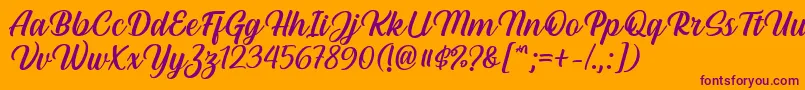 Шрифт Hestina Font by Keithzo 7NTypes – фиолетовые шрифты на оранжевом фоне