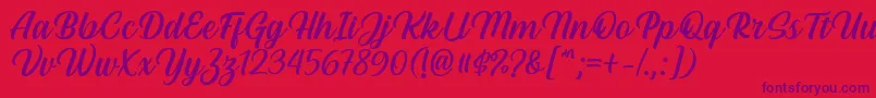 Czcionka Hestina Font by Keithzo 7NTypes – fioletowe czcionki na czerwonym tle