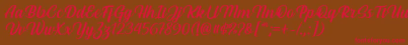Hestina Font by Keithzo 7NTypes-fontti – punaiset fontit ruskealla taustalla
