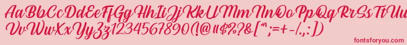 フォントHestina Font by Keithzo 7NTypes – ピンクの背景に赤い文字