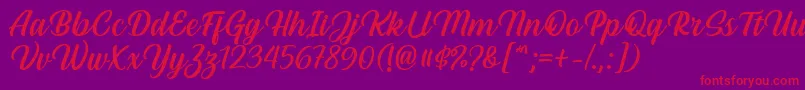 Fonte Hestina Font by Keithzo 7NTypes – fontes vermelhas em um fundo violeta