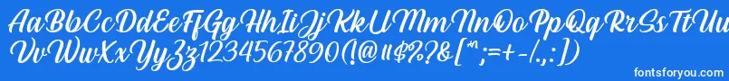 Hestina Font by Keithzo 7NTypes-Schriftart – Weiße Schriften auf blauem Hintergrund