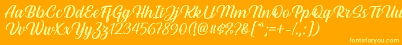 Fonte Hestina Font by Keithzo 7NTypes – fontes amarelas em um fundo laranja