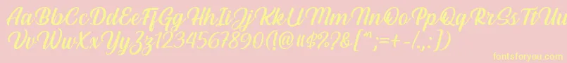 Hestina Font by Keithzo 7NTypes-Schriftart – Gelbe Schriften auf rosa Hintergrund