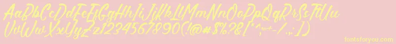 Hettas Font by 7NTypes-Schriftart – Gelbe Schriften auf rosa Hintergrund