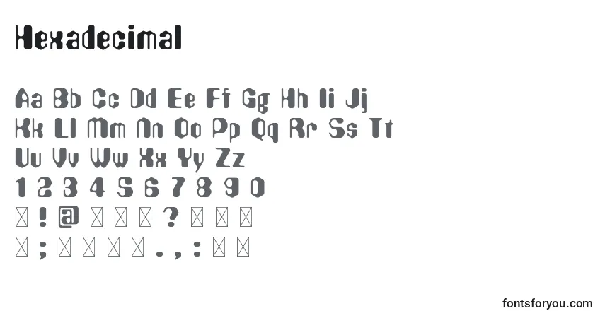 Schriftart Hexadecimal – Alphabet, Zahlen, spezielle Symbole