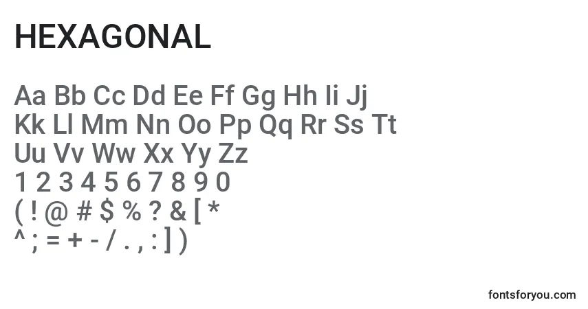 HEXAGONAL (129493)-fontti – aakkoset, numerot, erikoismerkit