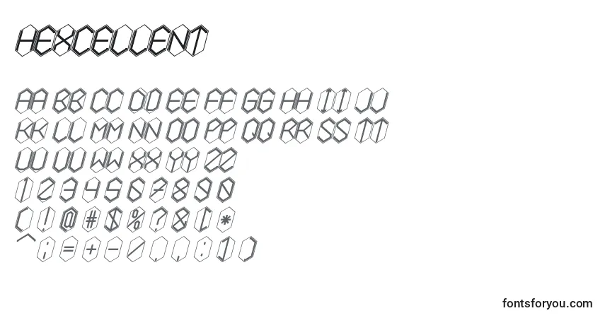 HEXCELLENT-fontti – aakkoset, numerot, erikoismerkit