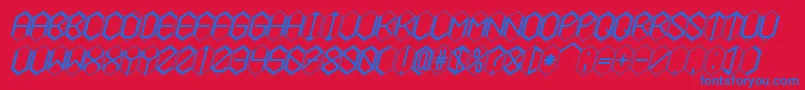 HEXCELLENT-Schriftart – Blaue Schriften auf rotem Hintergrund