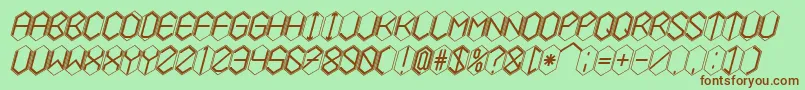 HEXCELLENT-fontti – ruskeat fontit vihreällä taustalla