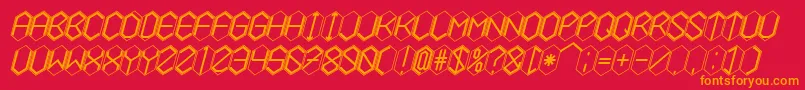 HEXCELLENT-fontti – oranssit fontit punaisella taustalla