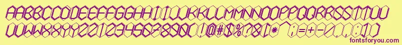 HEXCELLENT-fontti – violetit fontit keltaisella taustalla