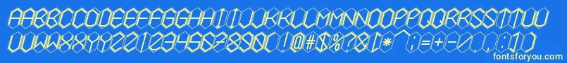 HEXCELLENT-fontti – keltaiset fontit sinisellä taustalla