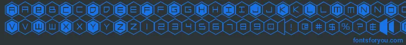 hexgon Font – Blue Fonts on Black Background