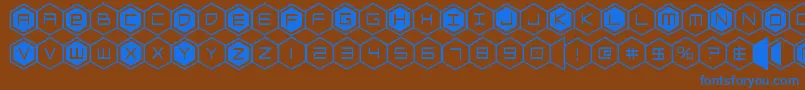 hexgon Font – Blue Fonts on Brown Background