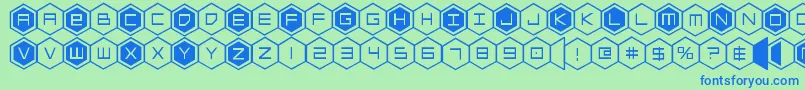 hexgon Font – Blue Fonts on Green Background