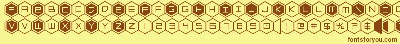 hexgon Font – Brown Fonts on Yellow Background