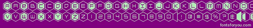 hexgon Font – Green Fonts on Purple Background