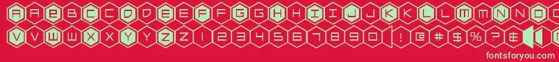 hexgon Font – Green Fonts on Red Background