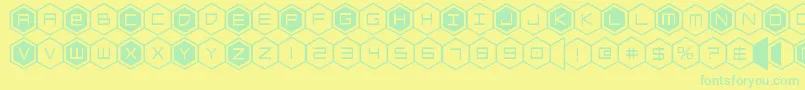 hexgon Font – Green Fonts on Yellow Background