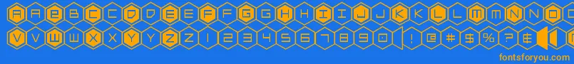hexgon Font – Orange Fonts on Blue Background