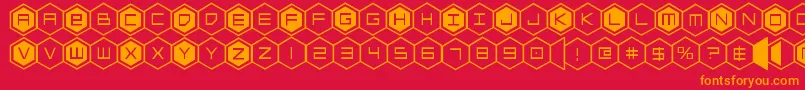 hexgon Font – Orange Fonts on Red Background