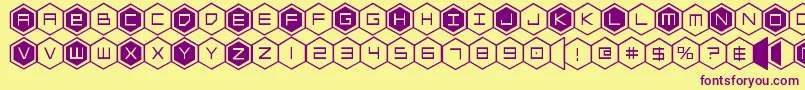 hexgon Font – Purple Fonts on Yellow Background