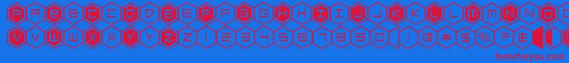 hexgon Font – Red Fonts on Blue Background