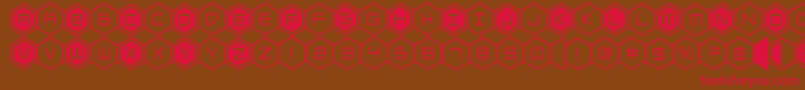 hexgon-Schriftart – Rote Schriften auf braunem Hintergrund
